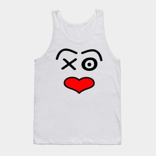 Funny love face - black and red. Tank Top